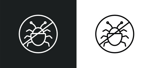 no insects line icon in white and black colors. no insects flat vector icon from no insects collection for web, mobile apps and ui.