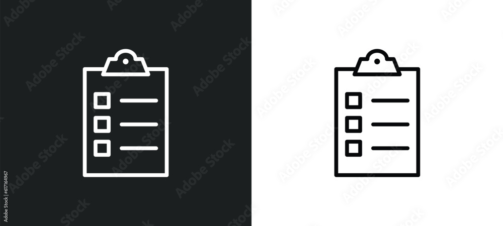 Poster tasks line icon in white and black colors. tasks flat vector icon from tasks collection for web, mob