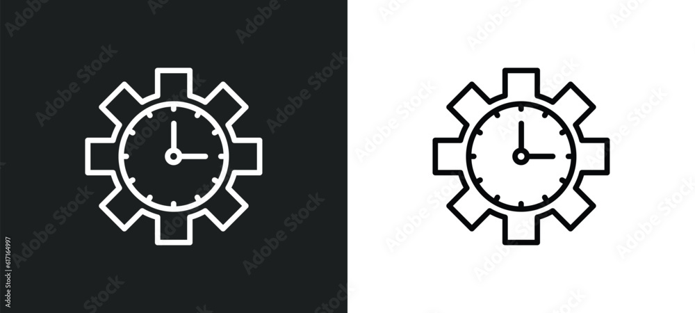 Poster time manager line icon in white and black colors. time manager flat vector icon from time manager co
