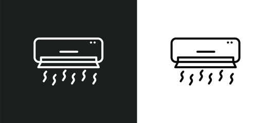 air conditioning line icon in white and black colors. air conditioning flat vector icon from air conditioning collection for web, mobile apps and ui.