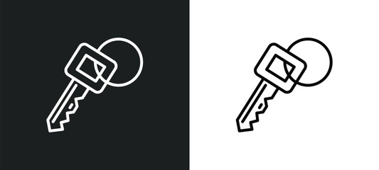 key ring line icon in white and black colors. key ring flat vector icon from key ring collection for web, mobile apps and ui.