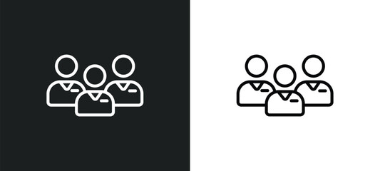 employees line icon in white and black colors. employees flat vector icon from employees collection for web, mobile apps and ui.