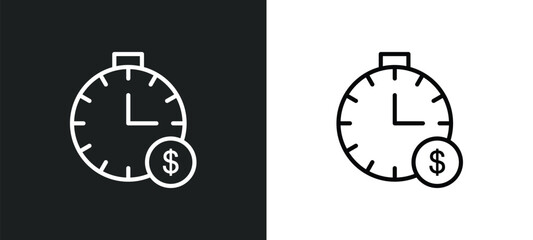 time is money line icon in white and black colors. time is money flat vector icon from time is money collection for web, mobile apps and ui.