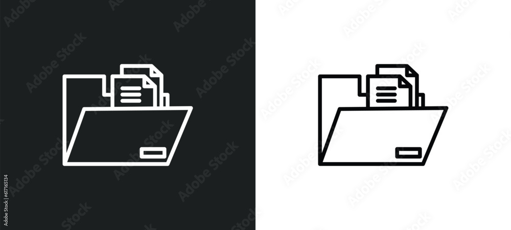 Poster file storage line icon in white and black colors. file storage flat vector icon from file storage co