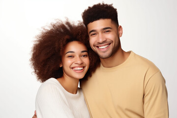Happy couple in front of a white background ai generated