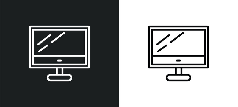 computer screen linux line icon in white and black colors. computer screen linux flat vector icon from computer screen linux collection for web, mobile apps and ui.
