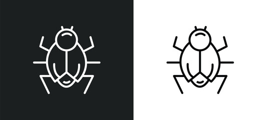 bugs line icon in white and black colors. bugs flat vector icon from bugs collection for web, mobile apps and ui.