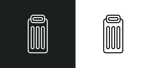 air mattress line icon in white and black colors. air mattress flat vector icon from air mattress collection for web, mobile apps and ui.