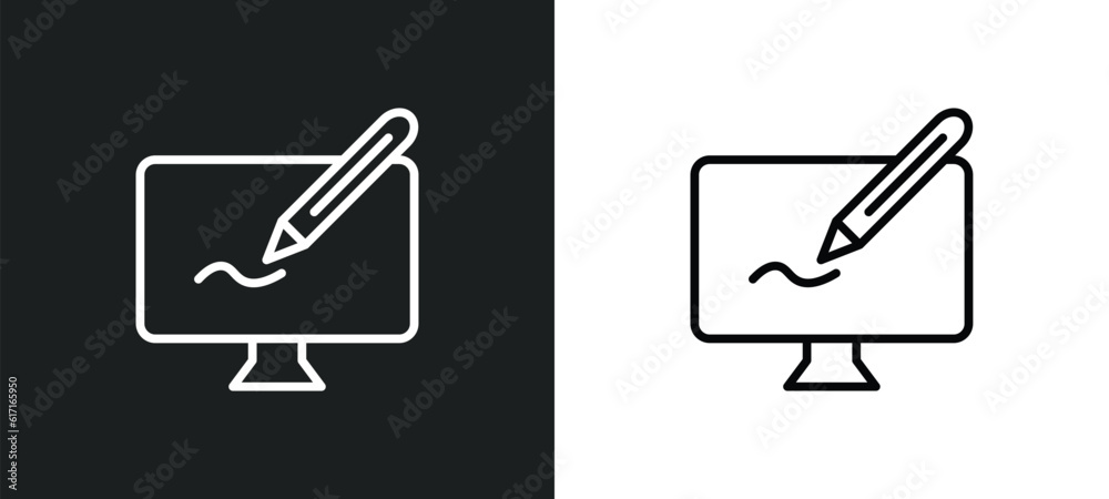 Poster graphics line icon in white and black colors. graphics flat vector icon from graphics collection for