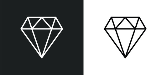 gem line icon in white and black colors. gem flat vector icon from gem collection for web, mobile apps and ui.