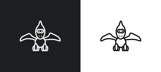 pterodactyl line icon in white and black colors. pterodactyl flat vector icon from pterodactyl collection for web, mobile apps and ui. © IconArt