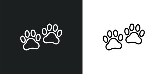 paw print line icon in white and black colors. paw print flat vector icon from paw print collection for web, mobile apps and ui.