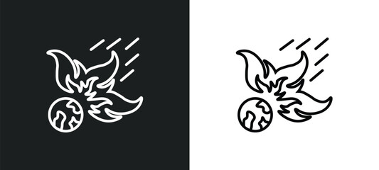 meteor line icon in white and black colors. meteor flat vector icon from meteor collection for web, mobile apps and ui. © IconArt