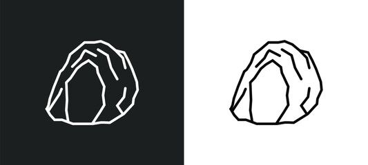 cave line icon in white and black colors. cave flat vector icon from cave collection for web, mobile apps and ui.