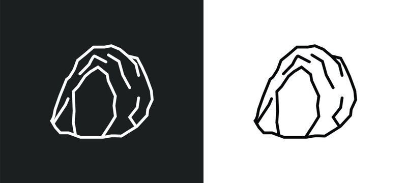 cave line icon in white and black colors. cave flat vector icon from cave collection for web, mobile apps and ui.