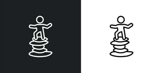 man balancing line icon in white and black colors. man balancing flat vector icon from man balancing collection for web, mobile apps and ui.