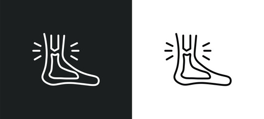 sprained ankle line icon in white and black colors. sprained ankle flat vector icon from sprained ankle collection for web, mobile apps and ui.