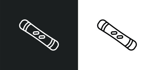 snowboard line icon in white and black colors. snowboard flat vector icon from snowboard collection for web, mobile apps and ui.