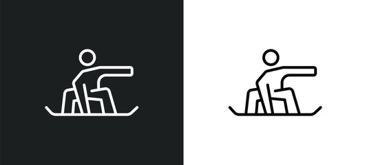 snowboarding line icon in white and black colors. snowboarding flat vector icon from snowboarding collection for web, mobile apps and ui. - obrazy, fototapety, plakaty