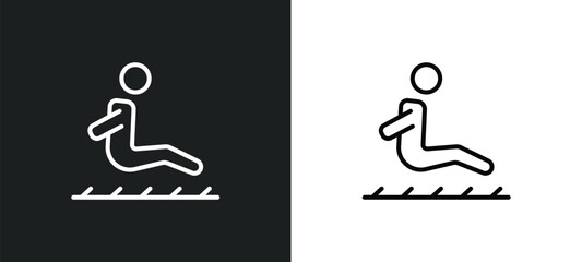 long jump line icon in white and black colors. long jump flat vector icon from long jump collection for web, mobile apps and ui.