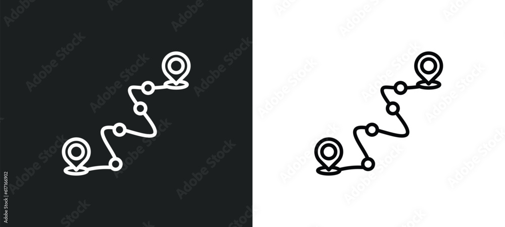 Poster path line icon in white and black colors. path flat vector icon from path collection for web, mobile