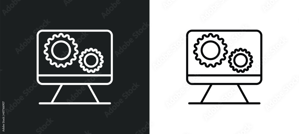 Aufkleber system line icon in white and black colors. system flat vector icon from system collection for web, 