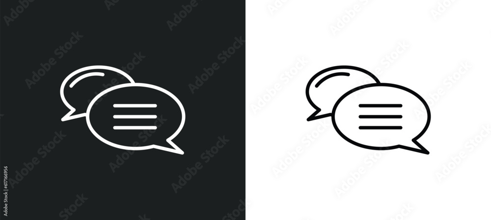 Fototapete message line icon in white and black colors. message flat vector icon from message collection for we