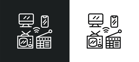 mass media line icon in white and black colors. mass media flat vector icon from mass media collection for web, mobile apps and ui.
