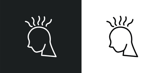 headache line icon in white and black colors. headache flat vector icon from headache collection for web, mobile apps and ui.
