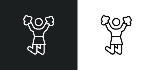 cheerleader line icon in white and black colors. cheerleader flat vector icon from cheerleader collection for web, mobile apps and ui.