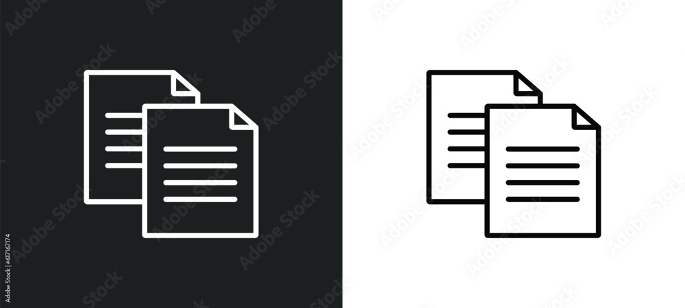 Poster copying line icon in white and black colors. copying flat vector icon from copying collection for we
