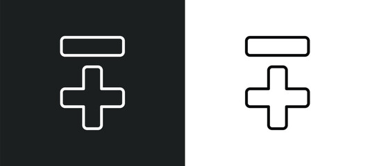 Obraz premium less plus line icon in white and black colors. less plus flat vector icon from less plus collection for web, mobile apps and ui.