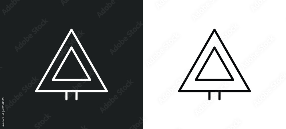 Poster give way line icon in white and black colors. give way flat vector icon from give way collection for