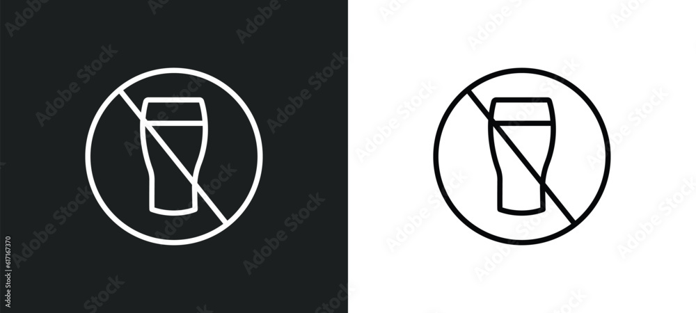 Poster allowed drinking line icon in white and black colors. allowed drinking flat vector icon from allowed