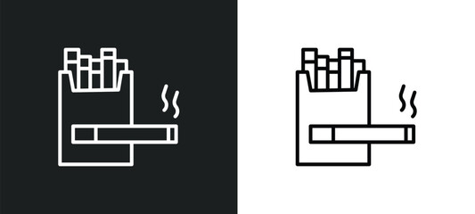 Obraz premium cigarettes line icon in white and black colors. cigarettes flat vector icon from cigarettes collection for web, mobile apps and ui.