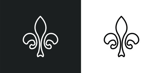 fleur de lis line icon in white and black colors. fleur de lis flat vector icon from fleur de lis collection for web, mobile apps and ui. - obrazy, fototapety, plakaty