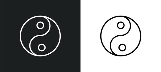 yin and yang line icon in white and black colors. yin and yang flat vector icon from yin yang collection for web, mobile apps ui.