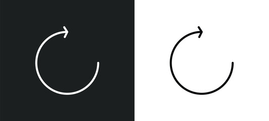 rotate circle line icon in white and black colors. rotate circle flat vector icon from rotate circle collection for web, mobile apps and ui.