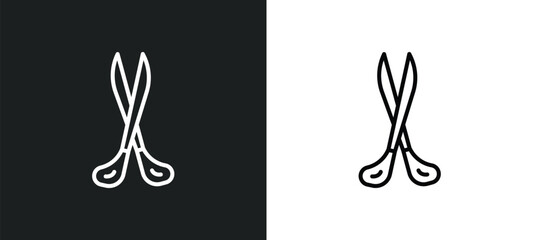 Obraz premium scissors line icon in white and black colors. scissors flat vector icon from scissors collection for web, mobile apps and ui.