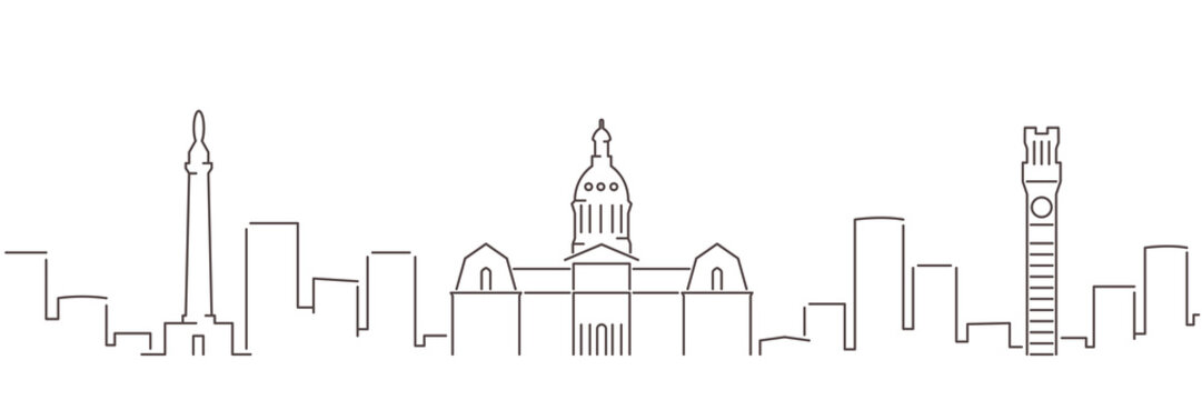 Baltimore Dark Line Simple Minimalist Skyline With White Background