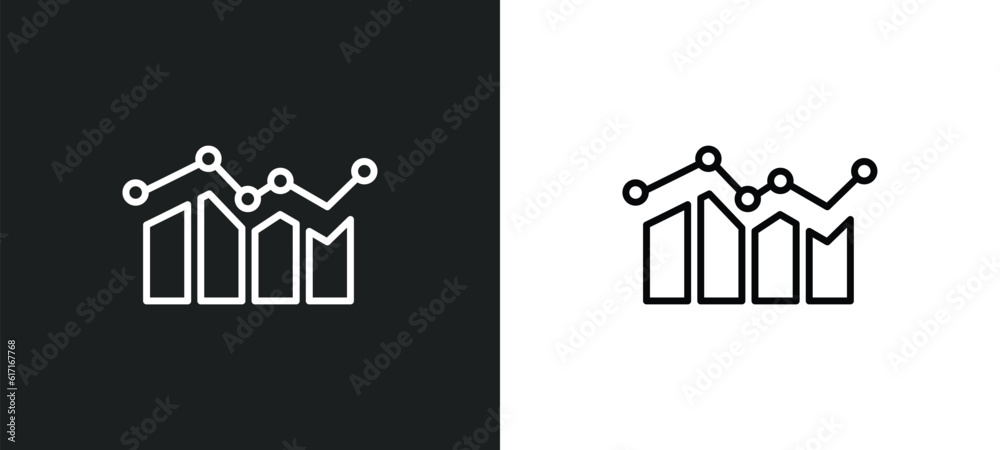 Poster data graphic line icon in white and black colors. data graphic flat vector icon from data graphic co