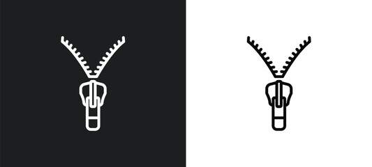 slide fastener line icon in white and black colors. slide fastener flat vector icon from slide fastener collection for web, mobile apps and ui.