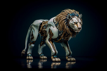 Futuristic hunting Cyber lion, generative ai