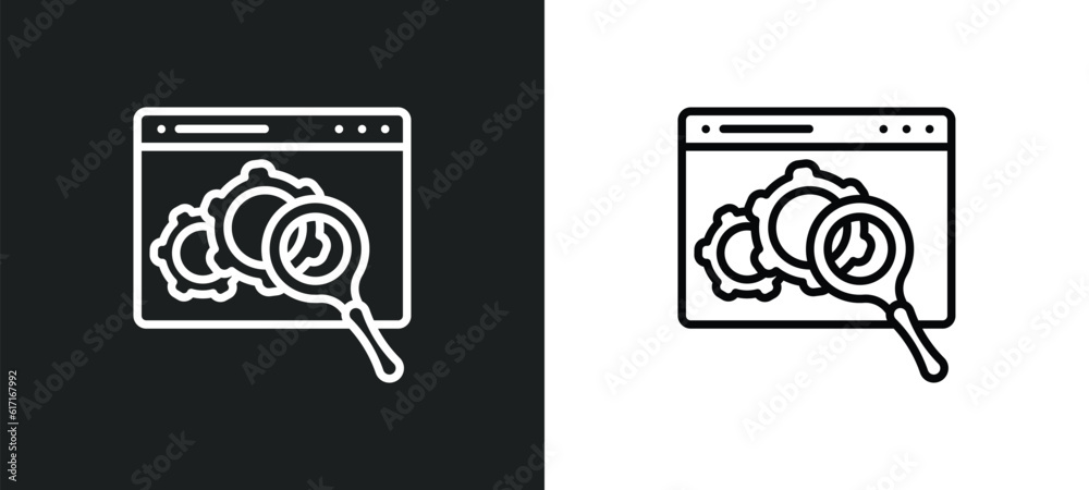 Poster monitoring line icon in white and black colors. monitoring flat vector icon from monitoring collecti