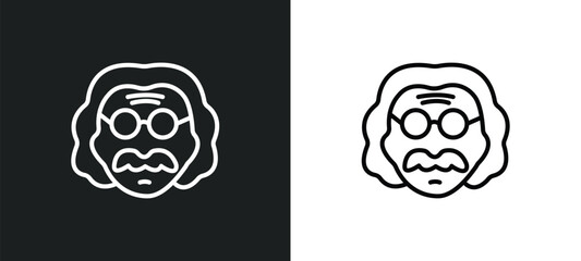 einstein line icon in white and black colors. einstein flat vector icon from einstein collection for web, mobile apps and ui. - obrazy, fototapety, plakaty