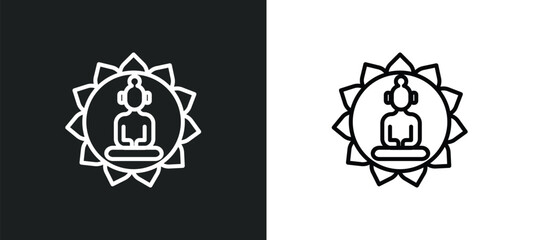 buddhism line icon in white and black colors. buddhism flat vector icon from buddhism collection for web, mobile apps and ui.