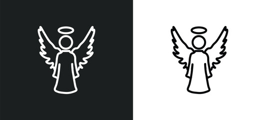 angel line icon in white and black colors. angel flat vector icon from angel collection for web, mobile apps and ui.