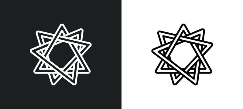 bahai line icon in white and black colors. bahai flat vector icon from bahai collection for web, mobile apps and ui.