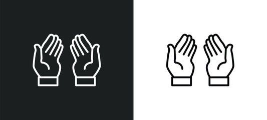 dua hands line icon in white and black colors. dua hands flat vector icon from dua hands collection for web, mobile apps and ui.