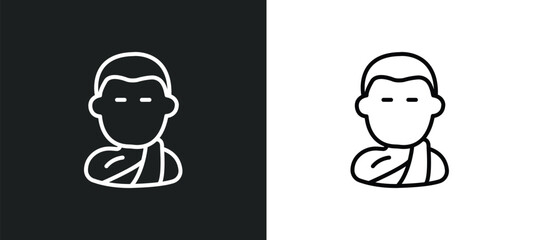 buddhist monk line icon in white and black colors. buddhist monk flat vector icon from buddhist monk collection for web, mobile apps and ui.